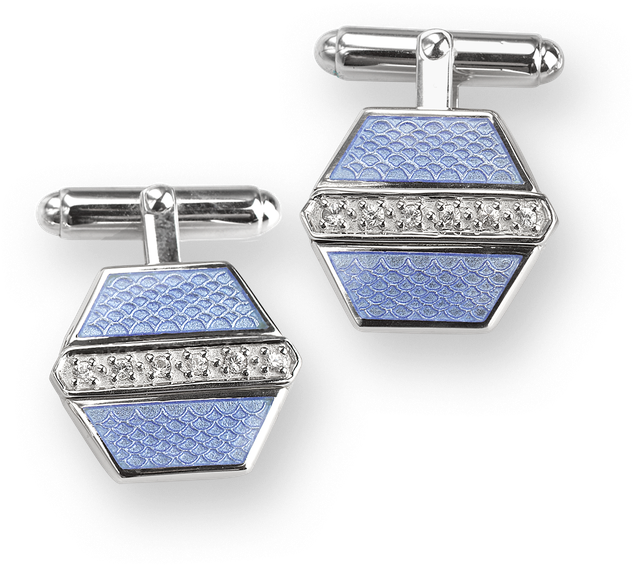 Nicole Barr Designs Sterling Silver Hexagon Cufflink-blue - Silver (800x800), Png Download