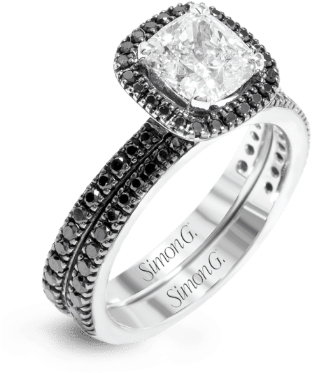 Black Diamond Engagement Ring With Halo - Black Diamond Halo Engagement Rings (600x600), Png Download