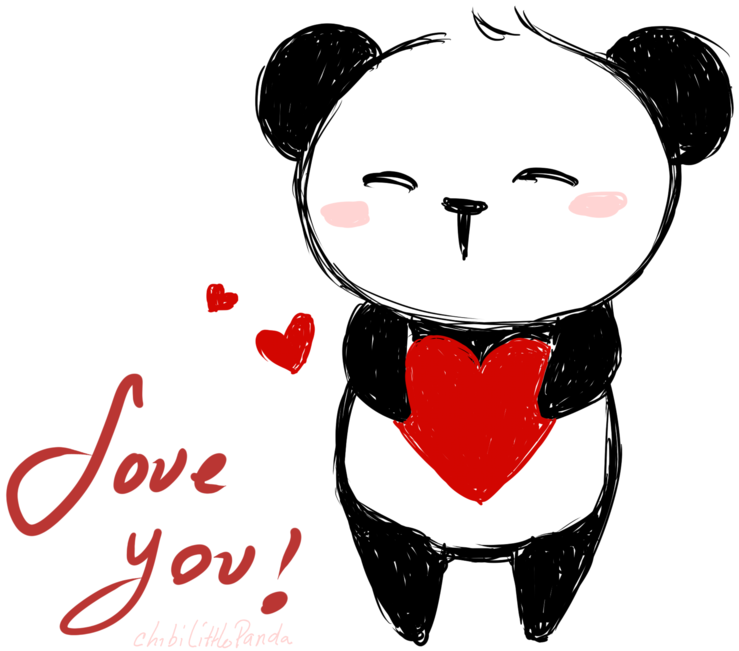 Drawn Panda Cute Panda Love - Cute Panda I Love You (900x900), Png Download
