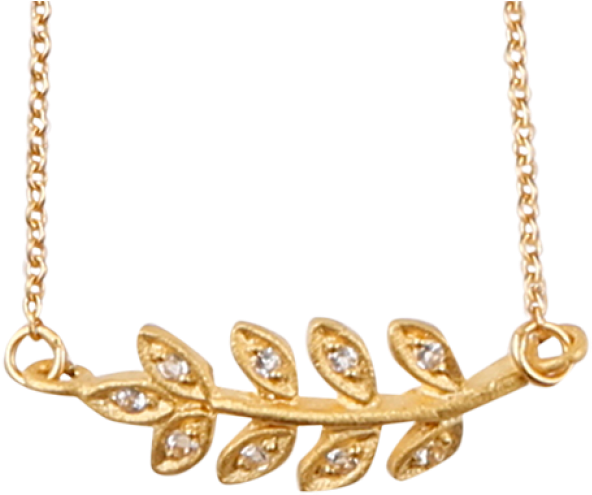 Elegant Gold Plated Silver Necklace With Feather Pendant - Necklace (650x650), Png Download