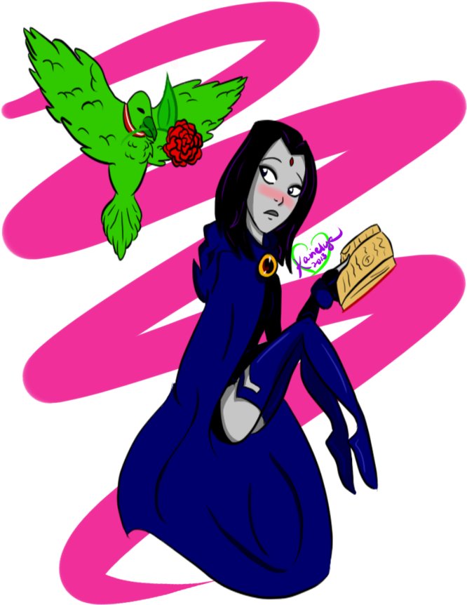 Jpg Black And White 40 Clip Raven - Raven And Beast Boy Young Justice Fanart (745x1072), Png Download