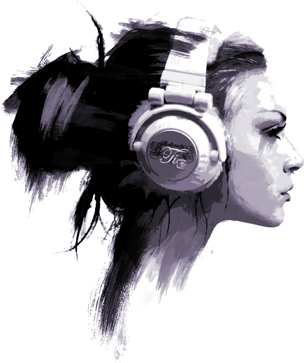 Music Box Png Boxes - Girl With Headphones Drawing (595x595), Png Download