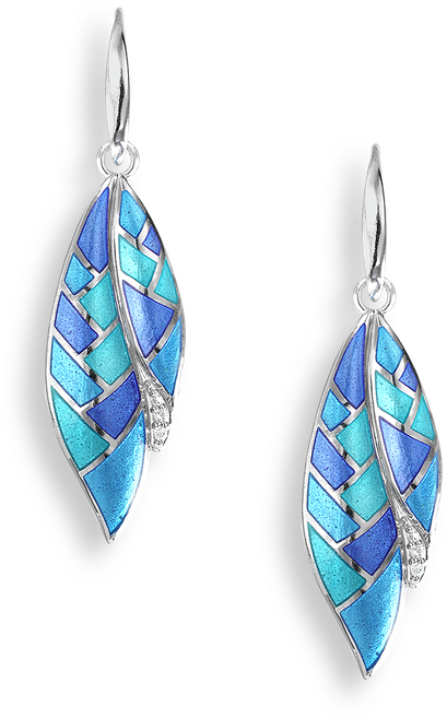 Nicole Barr Designs Sterling Silver Wire Earrings Harlequin - Harlequin Blue Enamel White Sapphire Earrings (800x800), Png Download