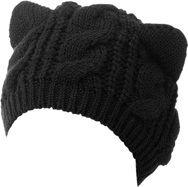 Download Hd Neko Cat Carears Ears Beanie Black Clothes Hat Lither Women S Winter Hat Cat Ears Crochet Braided Transparent Png Image Nicepng Com