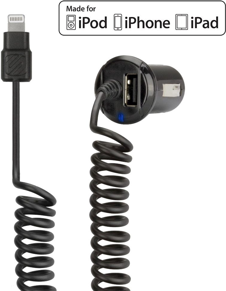 Scosche 12w Car Charger For Lightning Devices W/usb - Scosche Strikedrive 12w + 12w - Car Charger For Lightning (1000x1000), Png Download