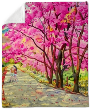 Painting Watercolor Landscapem Of Wild Himalayan Cherry - Watercolor Painting (400x400), Png Download