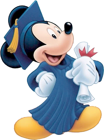 Minnie Mouse Head Silhouette Clip Art Graduation - Mickey Mouse Graduation Clipart (375x494), Png Download