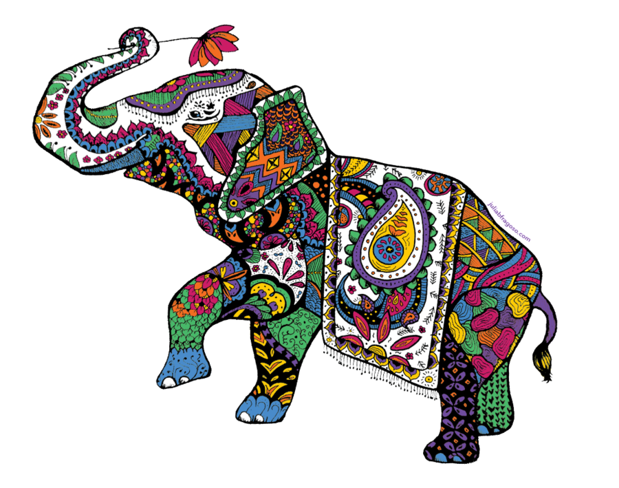 Colorful Elephant Png Clipart Indian Elephant Elephants - Thailand Elephant Clip Art (900x709), Png Download