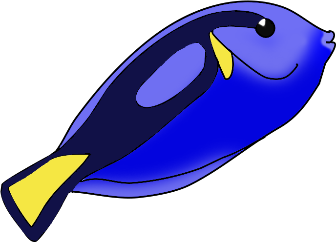 Turning Salt Water Fish - Blue Tang Clip Art (740x566), Png Download
