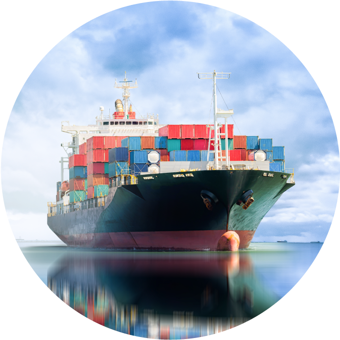 Cargo Ship Calm Waters Global Marine Networks - Financing International Trade By Gargi Sanati (731x729), Png Download
