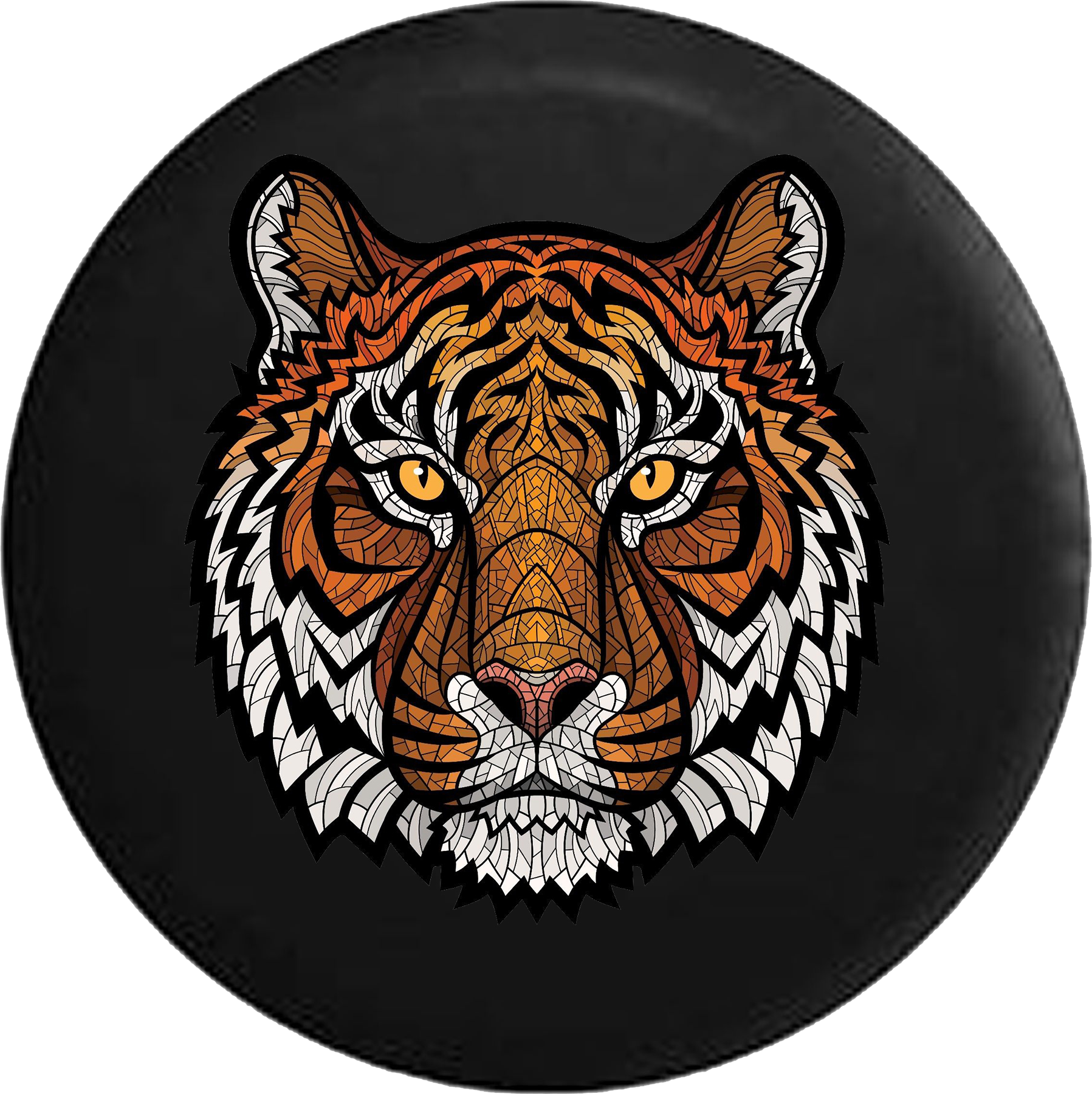 Orange Tiger Stripes Mosaic - Tiger Ornate (1797x1800), Png Download