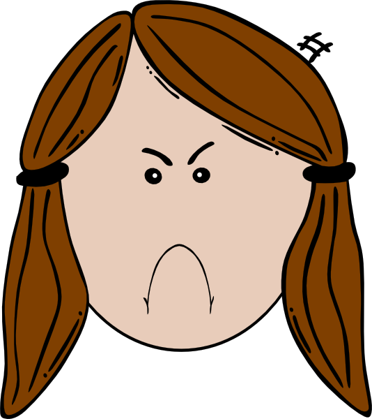 Brunette Clipart Smiley Face Girl - Sad Girl Face Cartoon (534x600), Png Download