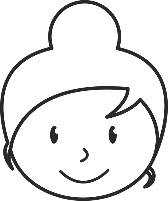 Girl Face With Bun Rubber Stamp - Stick Figure Girl With Glasses (585x700), Png Download