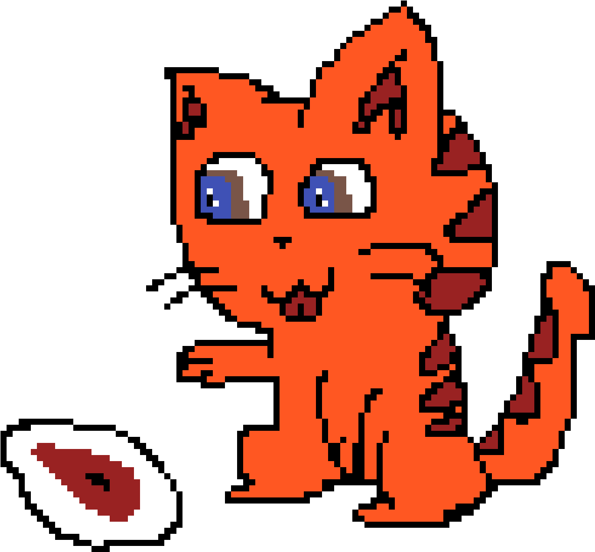 Tiger Striped Cat With Steak - Cartoon (1200x1200), Png Download