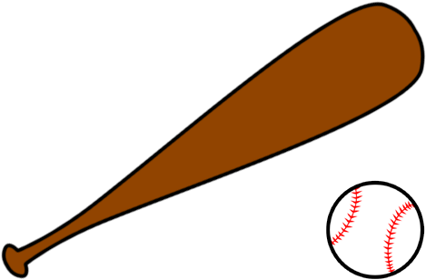 Baseball Bat Clipart - Baseball Bat And Ball Clipart (497x345), Png Download