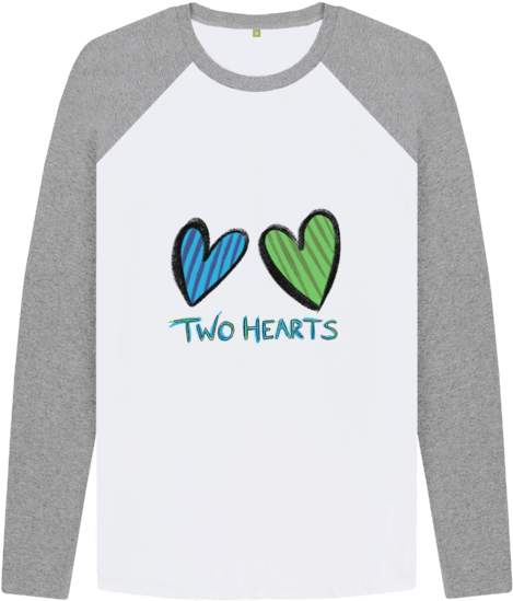 Athletic Grey-white Two Hearts Baseball Shirt - Long-sleeved T-shirt (640x674), Png Download