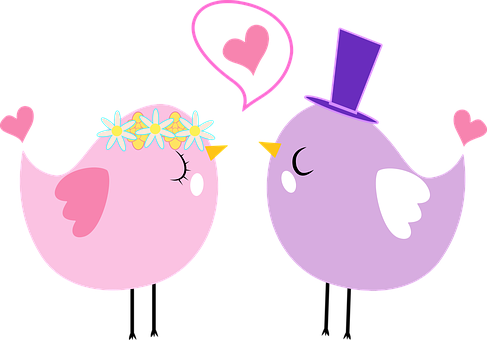Animals Anthropomorphic Birds Couple Femal - Love Birds Clipart (487x340), Png Download