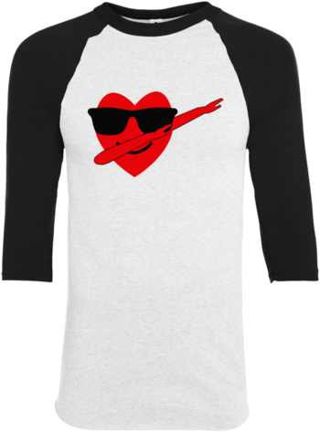 Heart Emoji Dabbing For Valentine's Day Youth Raglan - T-shirt (480x480), Png Download