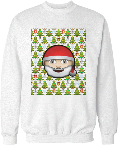 Emoji Christmas Unisex Sweatshirt - Emoji Christmas - Raglan / White/green / 2xl (600x600), Png Download