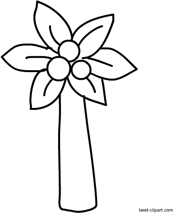 Black And White Coconut Tree Free Clip Art - Coconut Tree Clip Art Black And White (450x450), Png Download