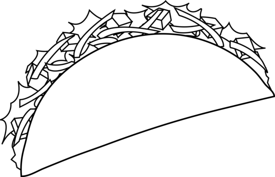 Taco Clip Art Clipart Free - Taco Black And White Clipart (550x355), Png Download