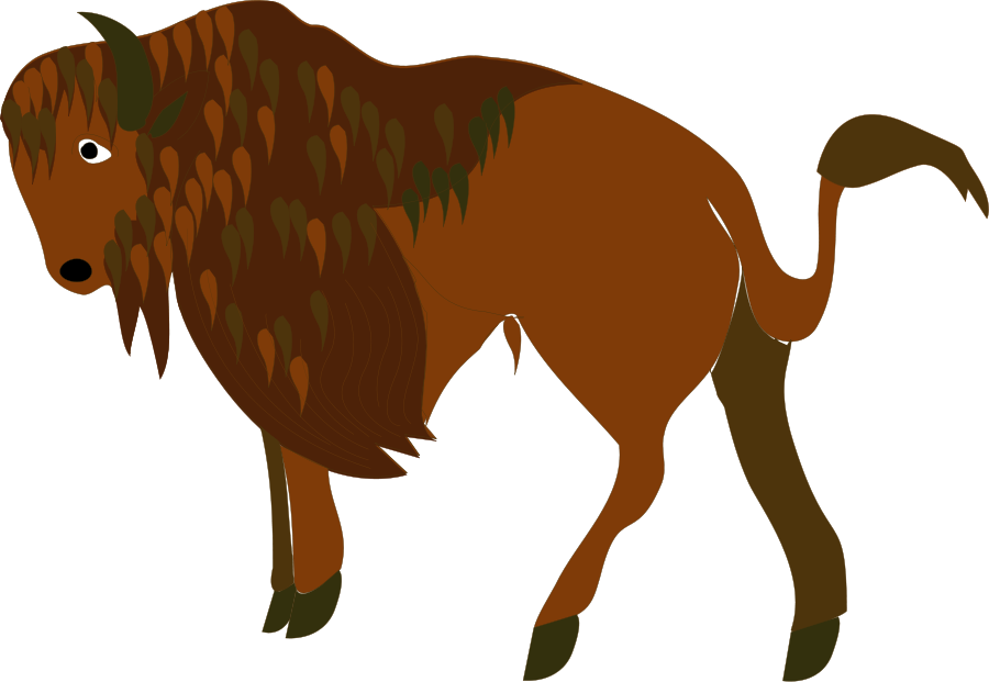 Buffalo Silhouette Clip Art Clipartsco - Bison Cartoon Png (900x621), Png Download