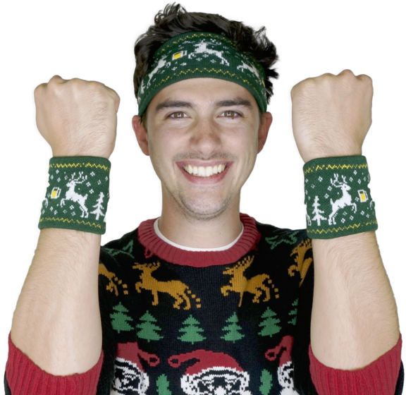 "ugly Sweater Sweatband & Wristbands" 3 Piece Set - Holiday Party Ugly Sweater Sweatband And Wristbands, (600x600), Png Download