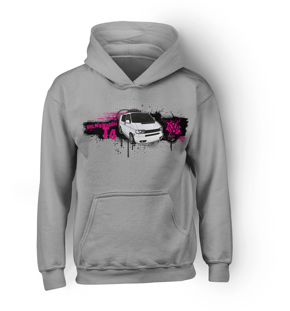 Grey/pink Vw Volkswagen Transporter T4 Grunge Hoody - Aunt And Niece Or Nephew (1000x1001), Png Download