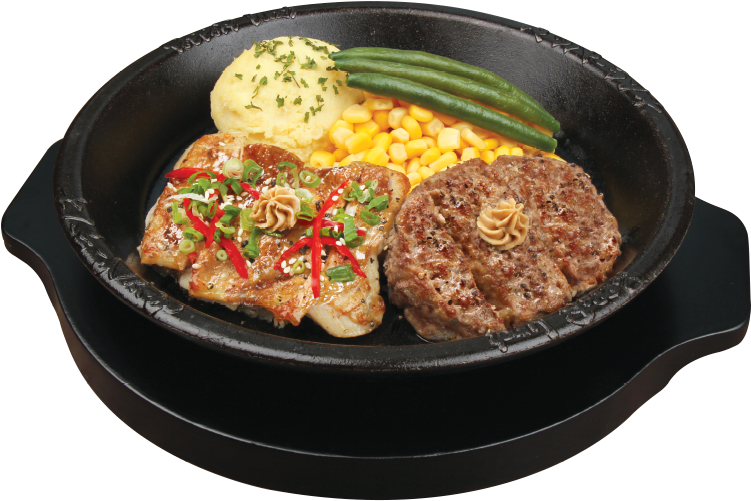 Bbq Chicken & Hamburg - Pepper Lunch (880x740), Png Download