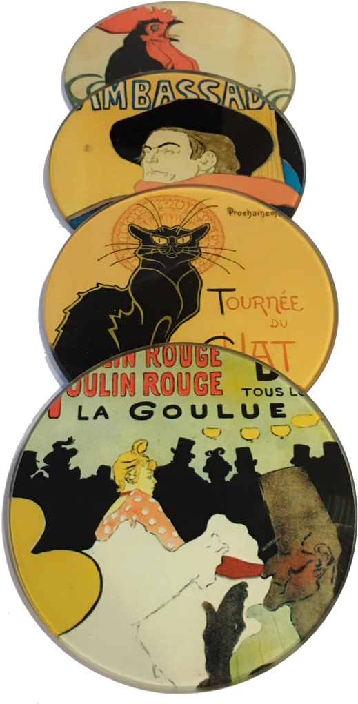 Black Cat Le Chat Noir Glass Paris Paperweight By Steinlen - Toulouse Lautrec Moulin Rouge (580x1039), Png Download