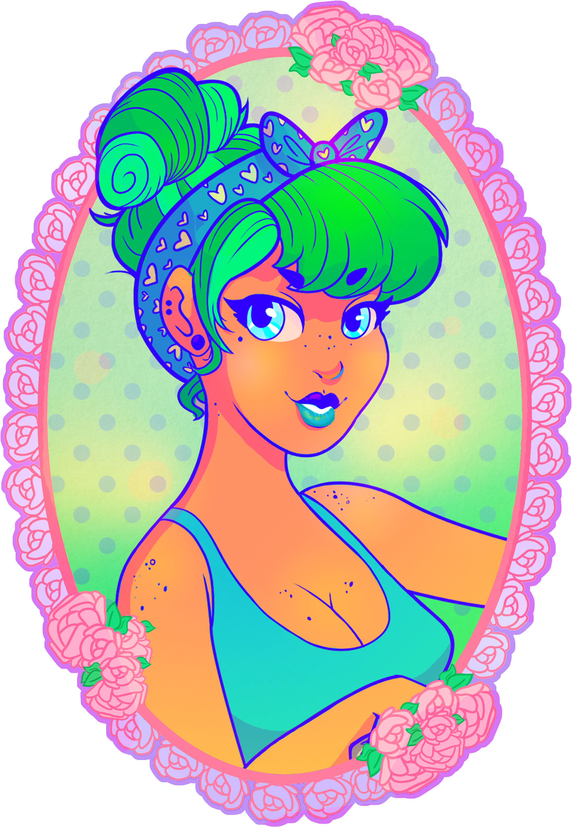 Neon Pinup Girl - Character (2550x3300), Png Download