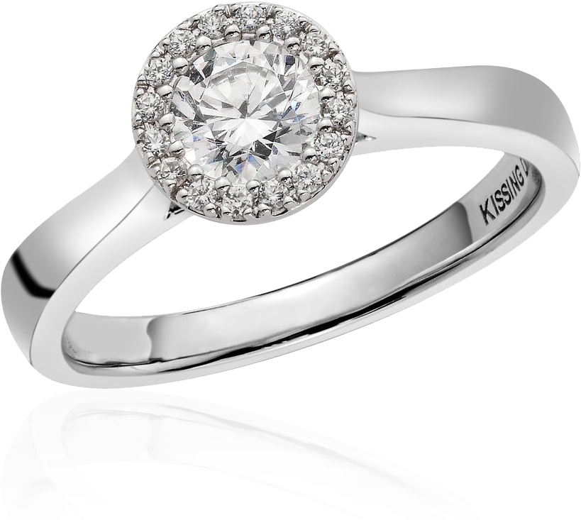 Kissing Diamond Ring Halo 0.65 (1024x1024), Png Download