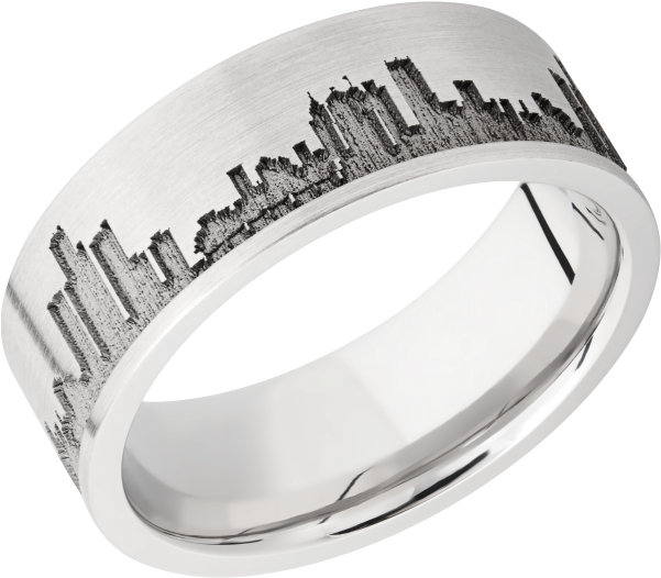 Cobalt Chrome 8mm Band Cc8f Lcvdetroitskyline - Pre-engagement Ring (600x600), Png Download