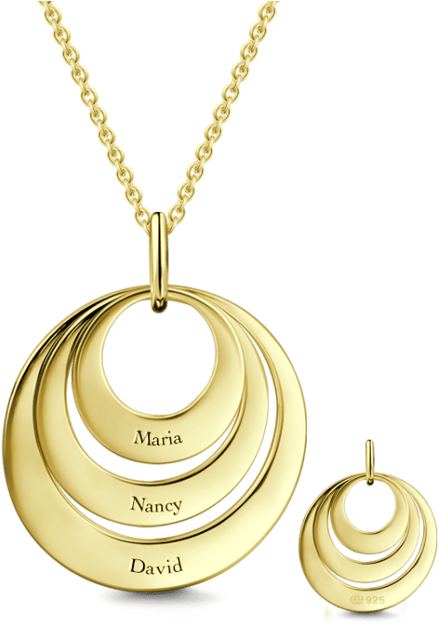 Three Disc Personalised Engravable Hang Tag Necklace - Engravable Three Disc Necklace-sister Necklace. Mother's (750x750), Png Download