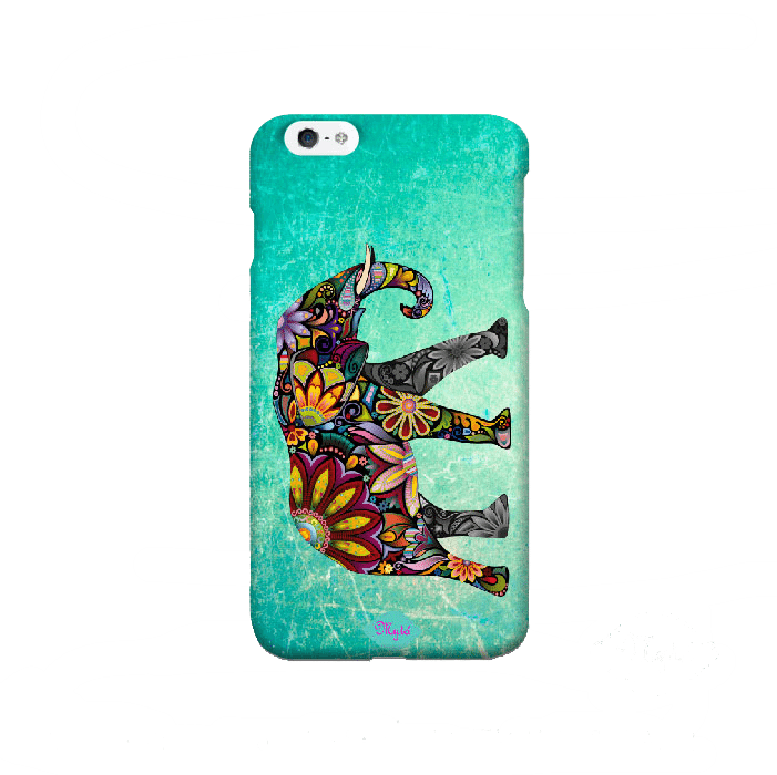 Elefante-verdeazul - Yjq Composite Flax Pillow Cover Multicolored Elephant (701x700), Png Download