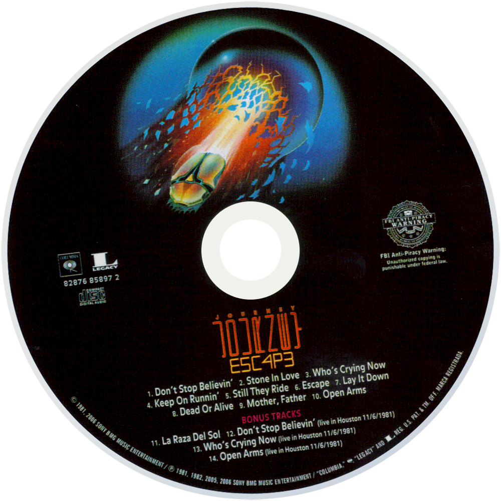 Journey Escape 2006 Disc - Journey Escape Album Cover (1000x1000), Png Download