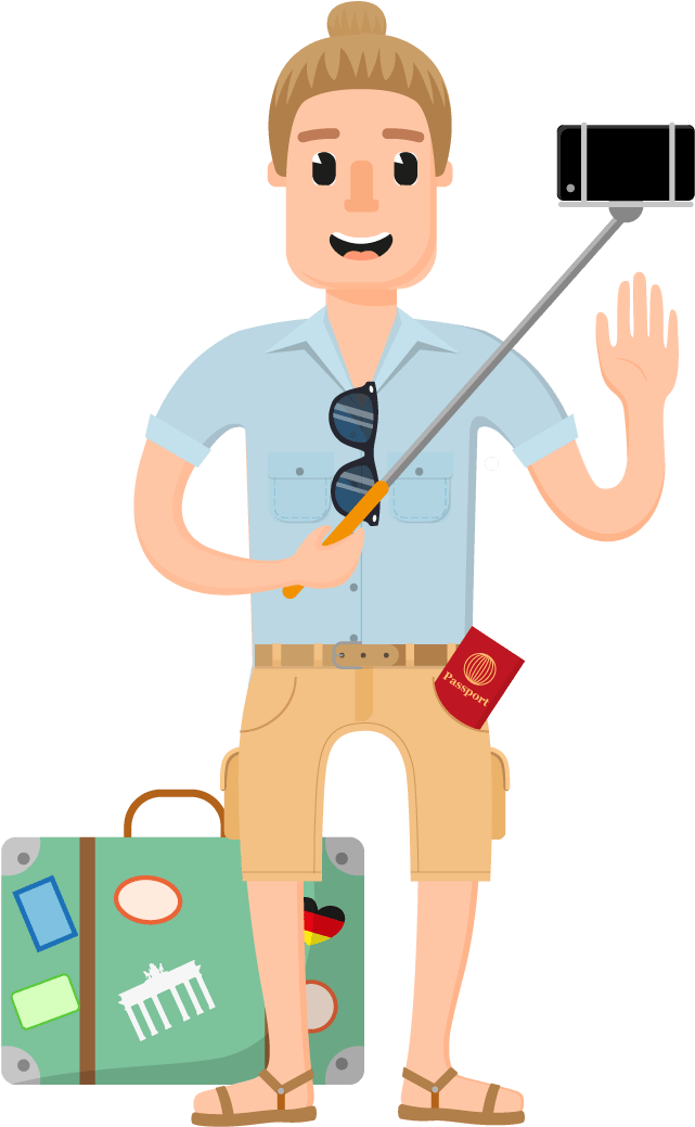 Travel Character 2 Travel Character 3 Travel Character - Cartoon (1199x1516), Png Download