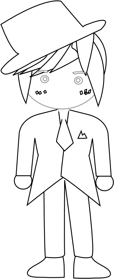 Anime Character Art 52 Black White Line Art 999px 84 - Illustration (999x1034), Png Download