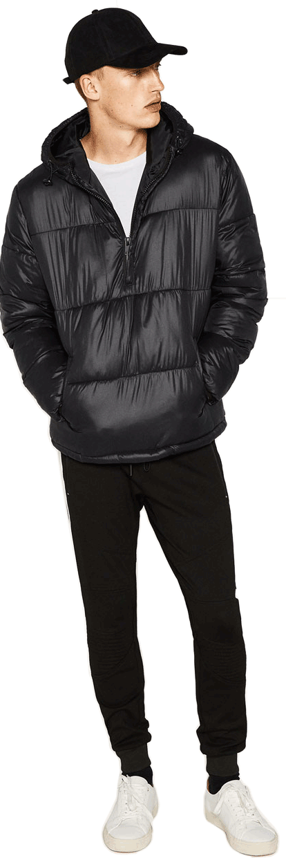 Puff Jacket And Hat - Man (414x1241), Png Download