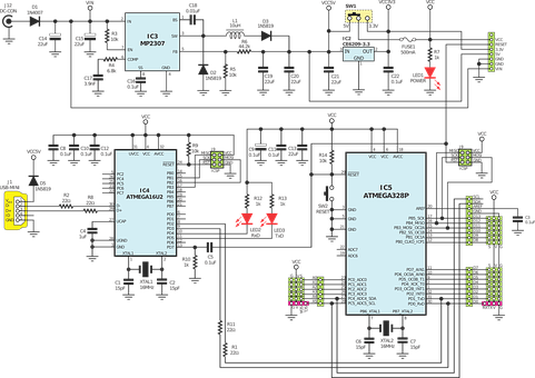 Circuits Electronics Atmel Atmega328 Ardui - Circuito De Arduino (481x340), Png Download