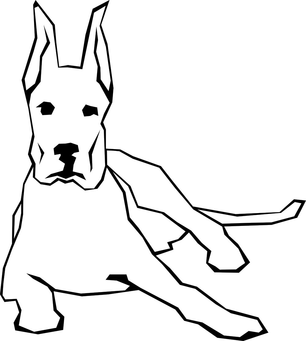 Dog Simple Drawing 9 Black White Line Art Scalable - Dog Vector Png White (999x1114), Png Download
