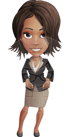 African American Female With Black Coat Vector Character - Black Woman Cartoon Png (262x464), Png Download