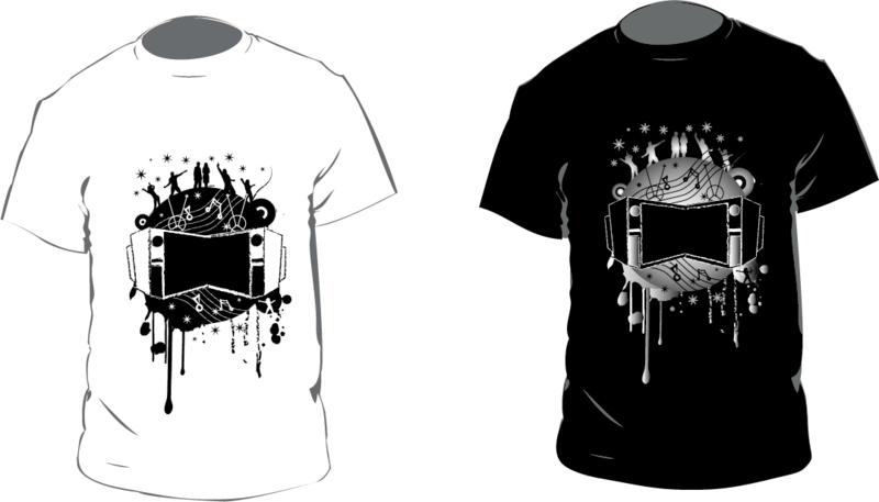 Fashion,music,templates - Tshirt Design Black And White (800x457), Png Download