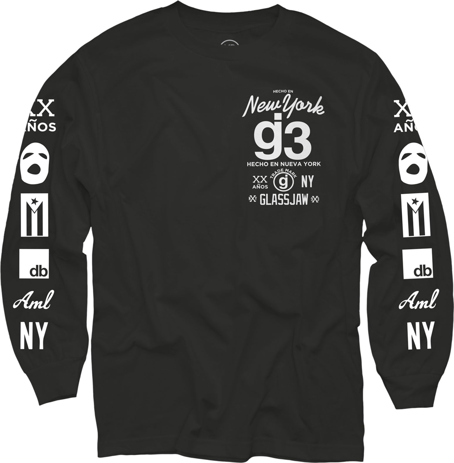 G3 Mas Logos Black Long Sleeve T-shirt $35 - Long-sleeved T-shirt (1600x1600), Png Download