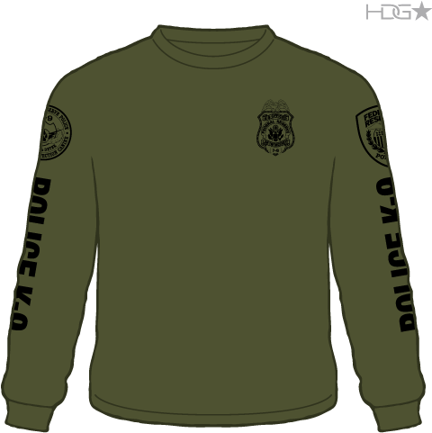 Federal Reserve Police K 9 Unit Od Green Black Long - T-shirt (500x500), Png Download