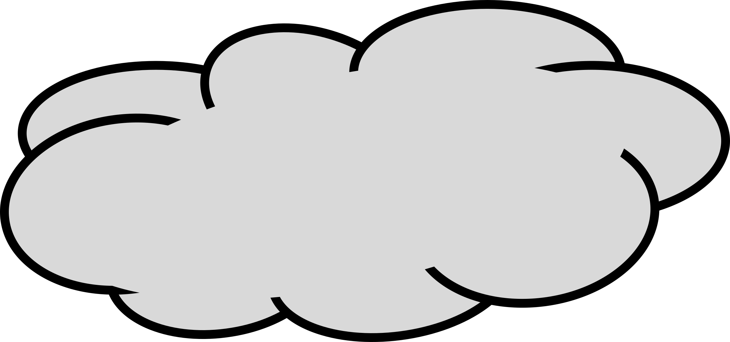 Cloud Clip Art Outline - Grey Cloud Clipart (2400x1125), Png Download