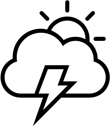Storm Day Weather Interface Symbol Of Sun, Cloud And - Sun And Cloud And Lightning (351x401), Png Download