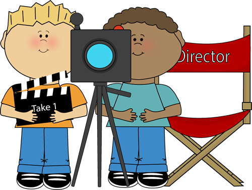 Kids Directing Behind Movie Camera Clip Art Kids Directing - Kid Director Clipart (500x376), Png Download
