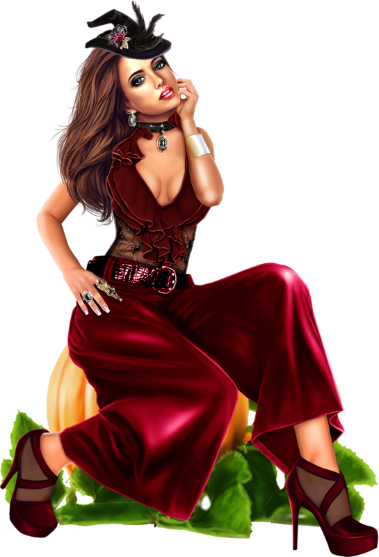 Fantasy Women Clipart Girl - Png Femme Halloween (545x800), Png Download
