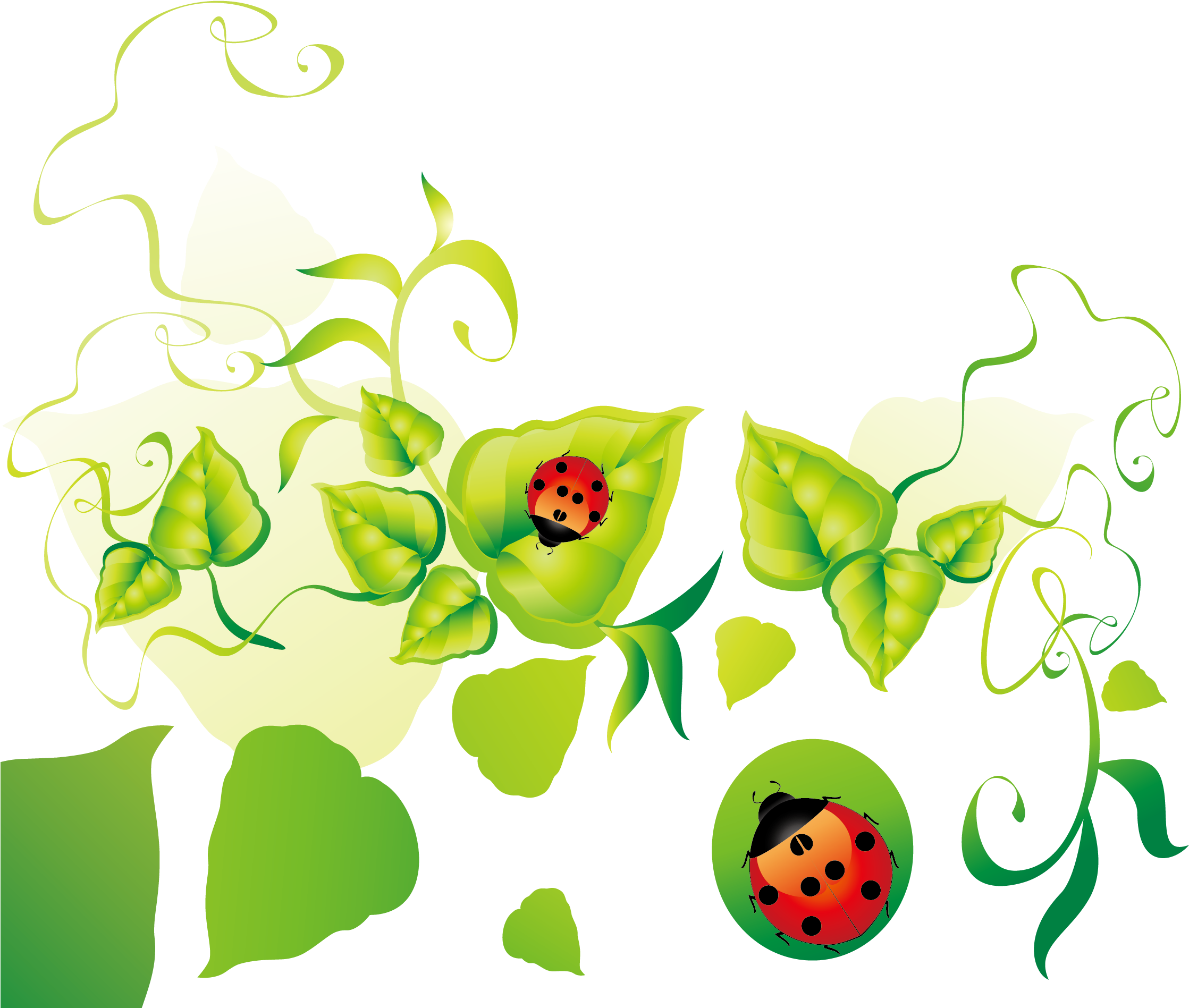 Green Leaves Clipart Border Design Png - Eco Vector (2362x2362), Png Download